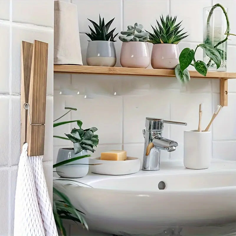 Timber Oversized Wooden Towel Clamp Set