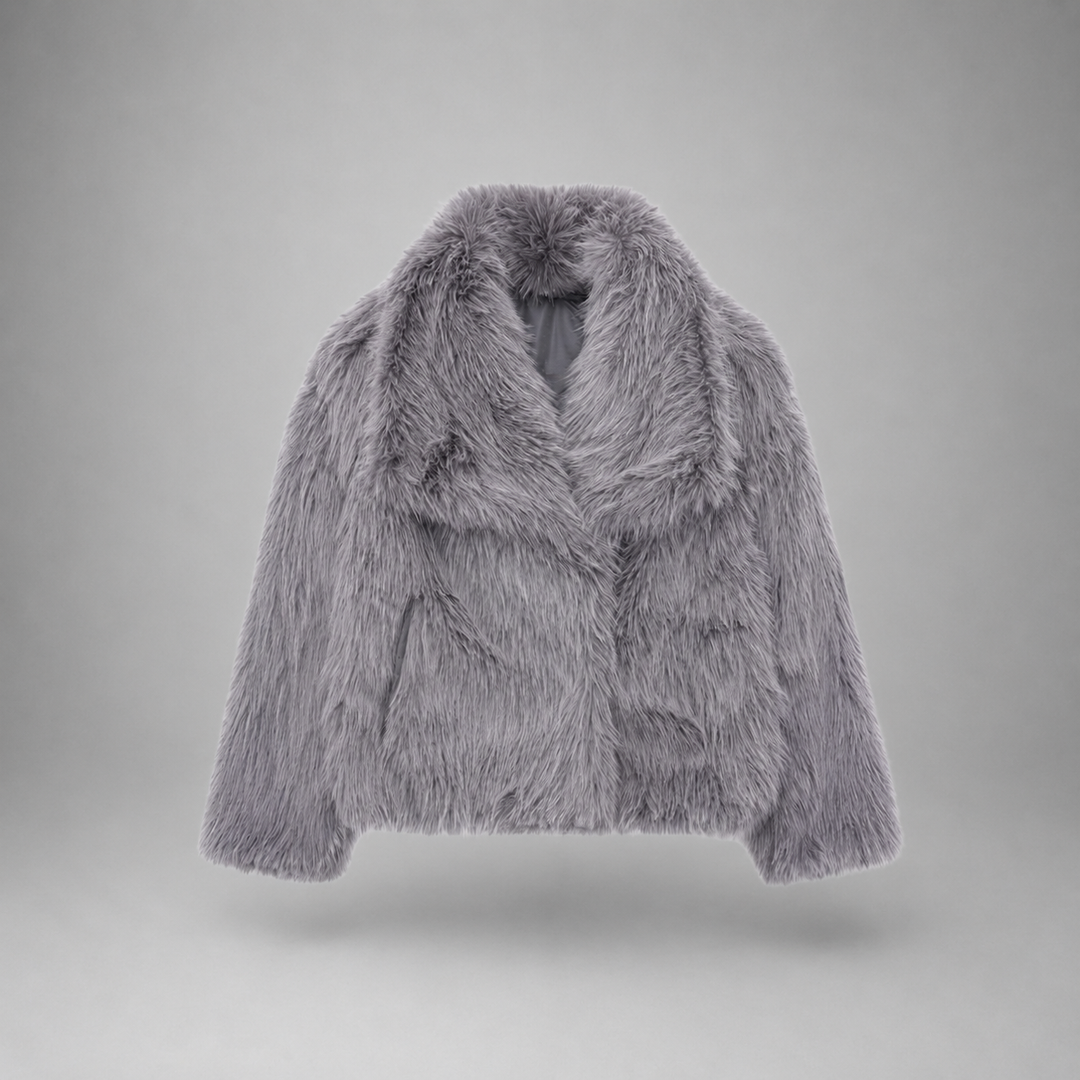 TATSULOK - Classy Long Sleeve Collared Fuzzy Coat