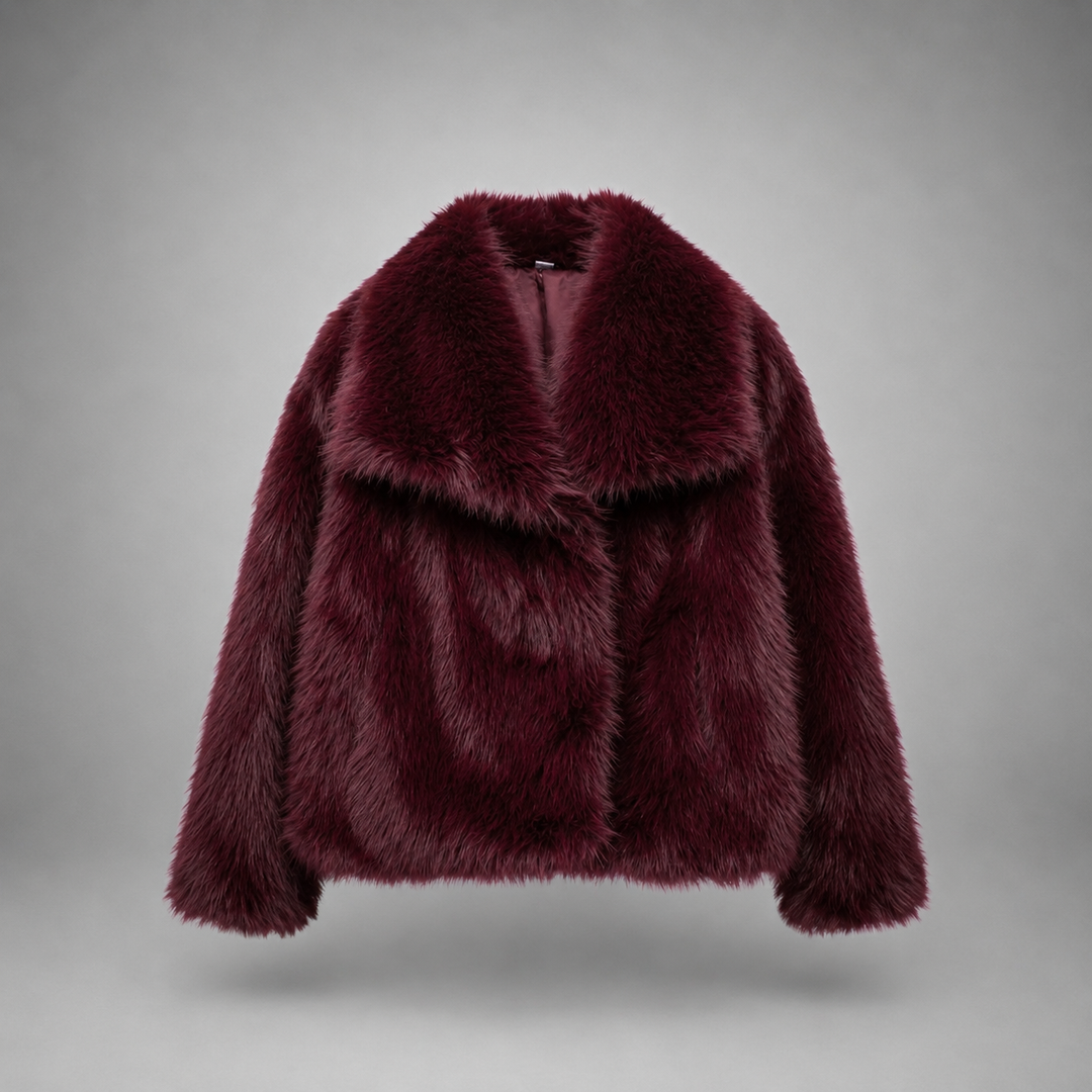 TATSULOK - Classy Long Sleeve Collared Fuzzy Coat