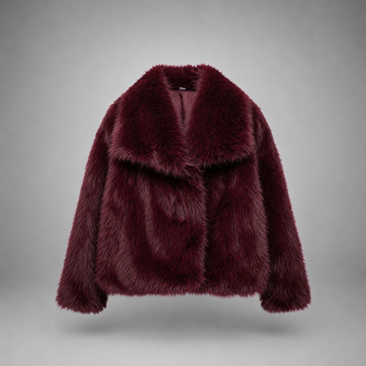 TATSULOK - Classy Long Sleeve Collared Fuzzy Coat