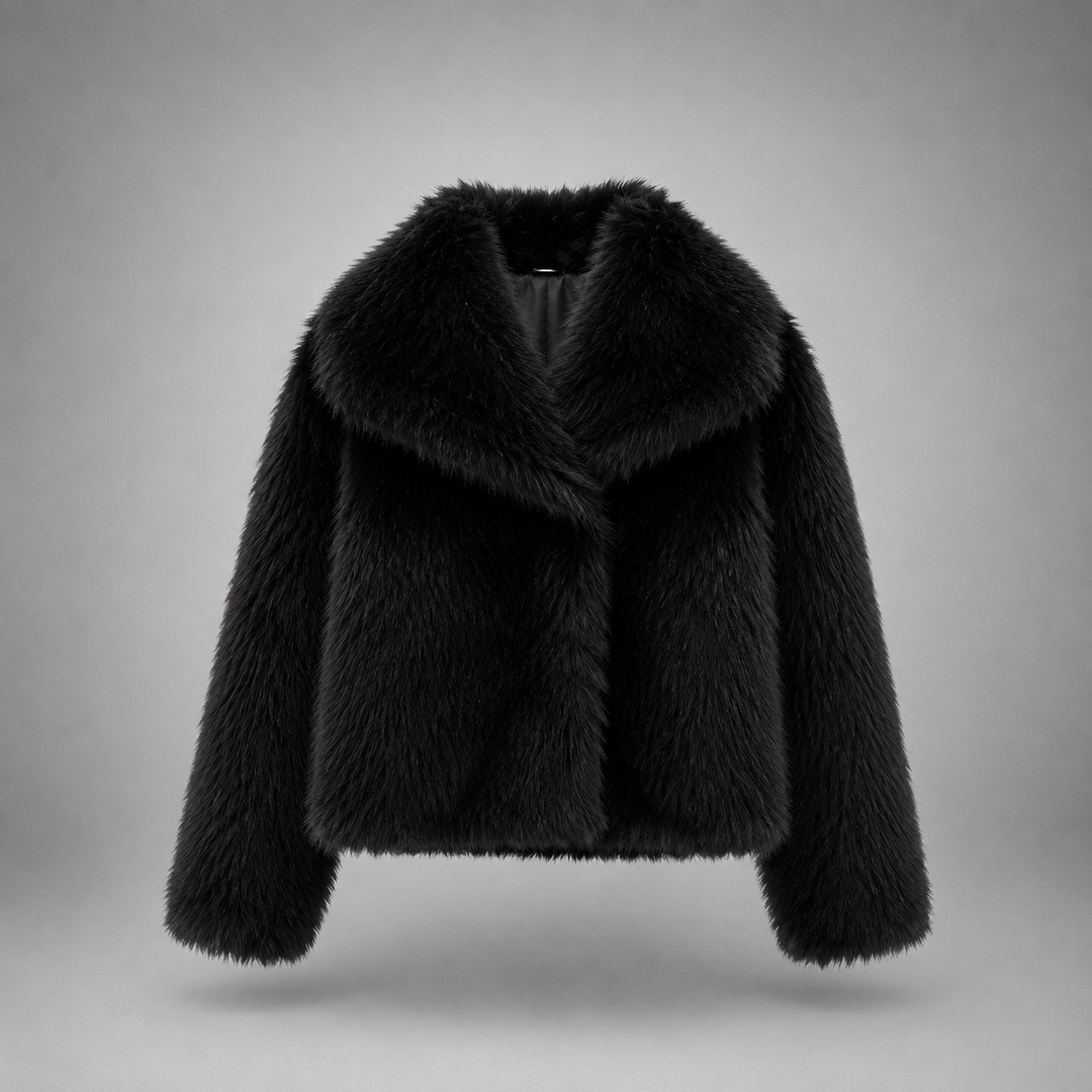 TATSULOK - Classy Long Sleeve Collared Fuzzy Coat