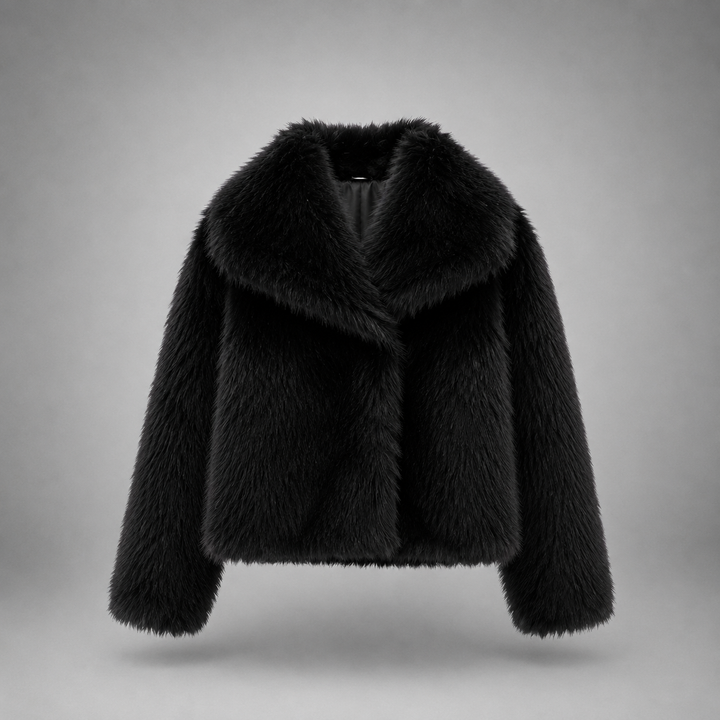 TATSULOK - Classy Long Sleeve Collared Fuzzy Coat