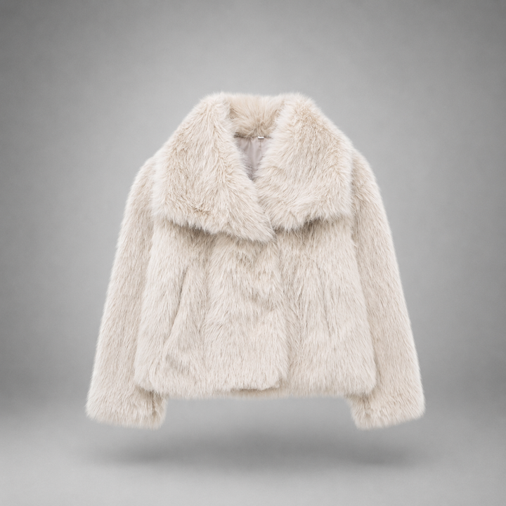 TATSULOK - Classy Long Sleeve Collared Fuzzy Coat