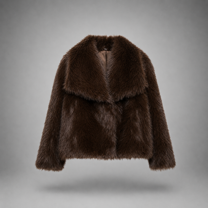 TATSULOK - Classy Long Sleeve Collared Fuzzy Coat