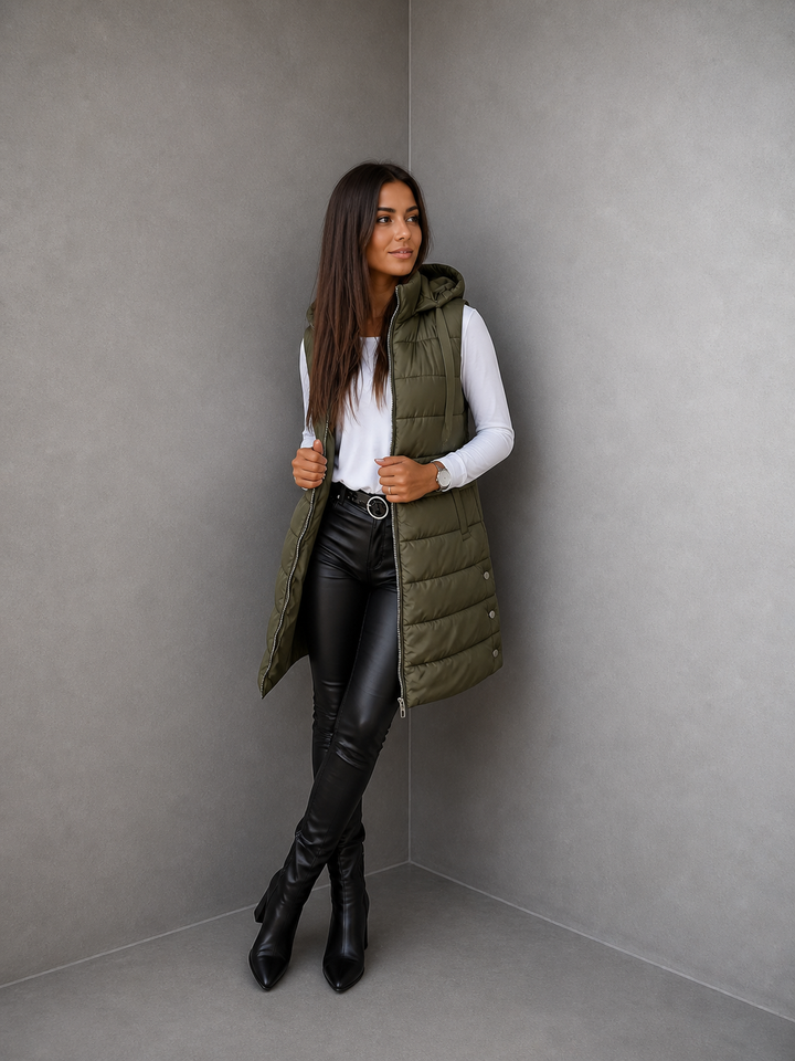 RAIN™ - Casual Sleeveless Hood Long Puffer Vest