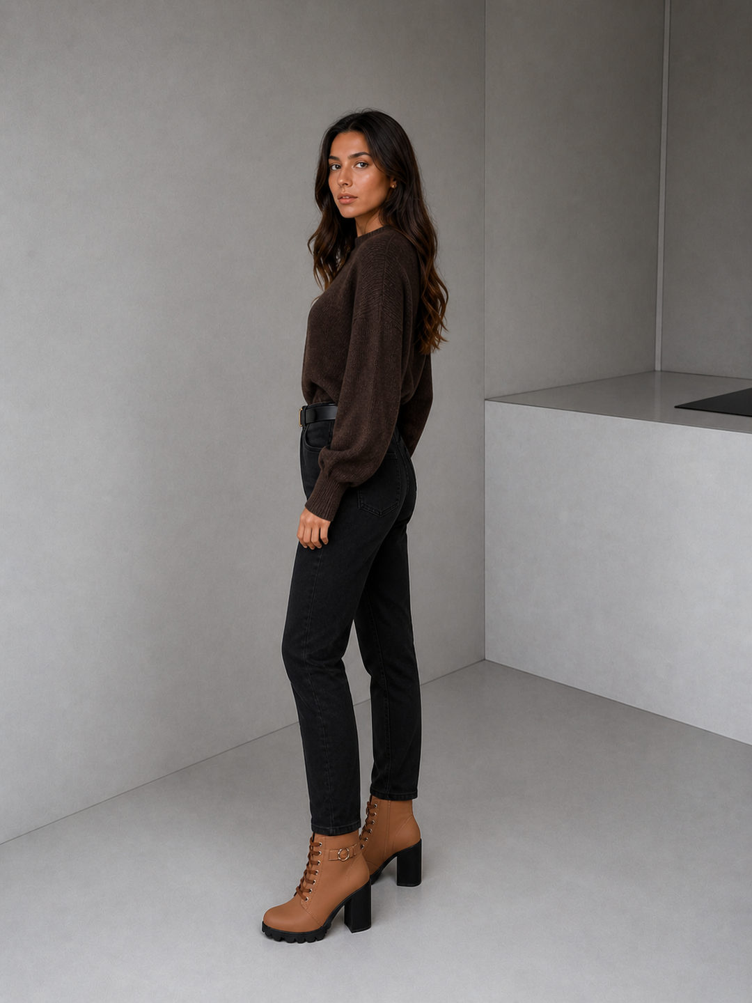KATNI™ - Chic Lace-Up Metal Buckle Chunky Ankle Boots