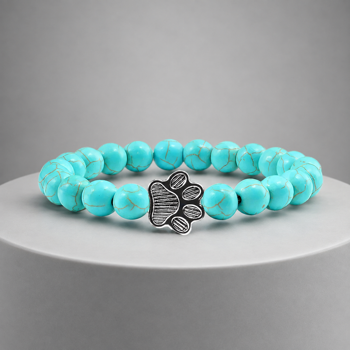 Beaded Paw Bracelet – Natural Stone Design