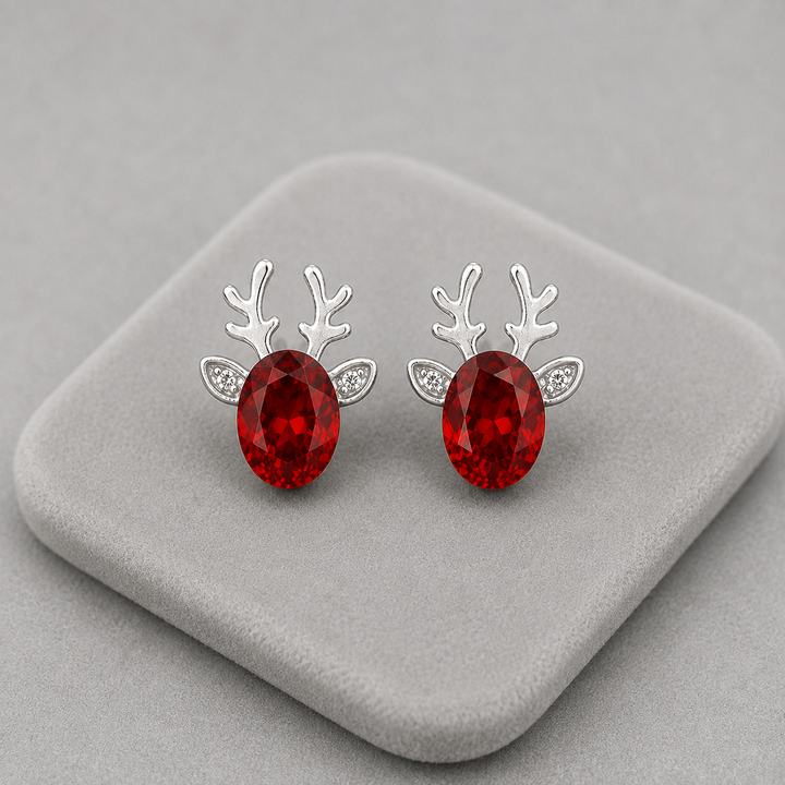 Festive Reindeer Crystal Stud Earrings