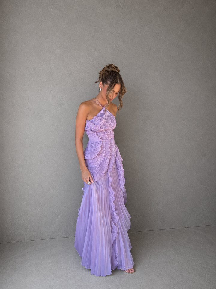 QUINTESSA™ - Elegant Halter Neck Lotus Summer Maxi Dress