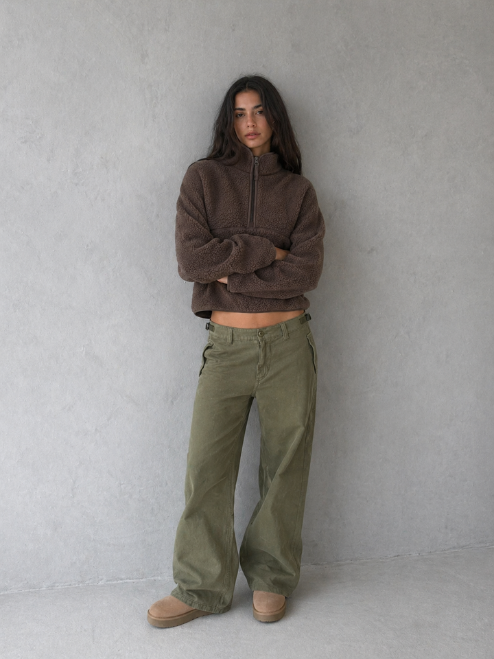 ALICE™ - Fuzzy Warm Half-Zip Cropped Fleece Pullover