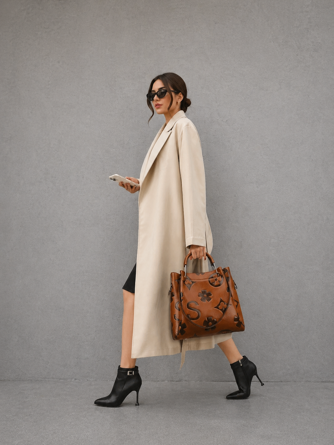 CELINA™ – Embossed Floral Tote & Crossbody Handbag Set