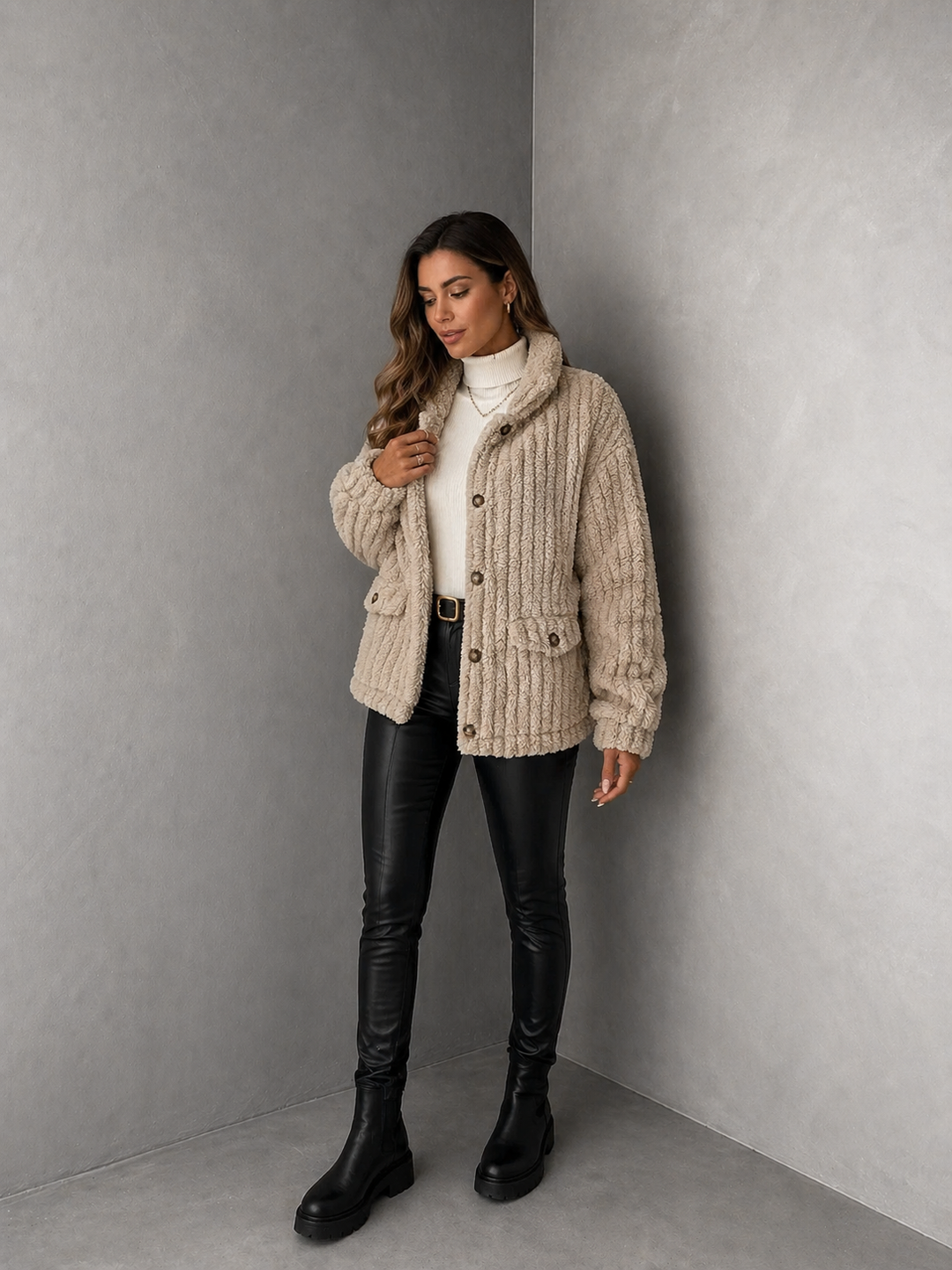 NOVA™ | Double-Sided Velvet Button Cardigan