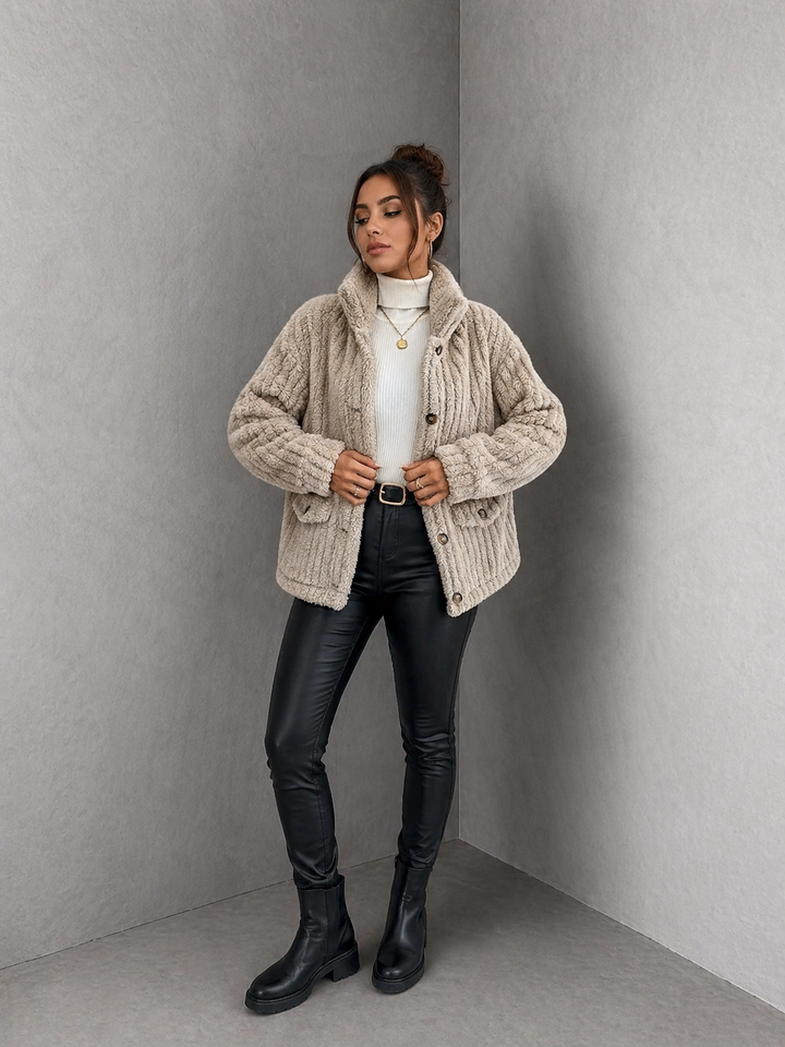 NOVA™ | Double-Sided Velvet Button Cardigan