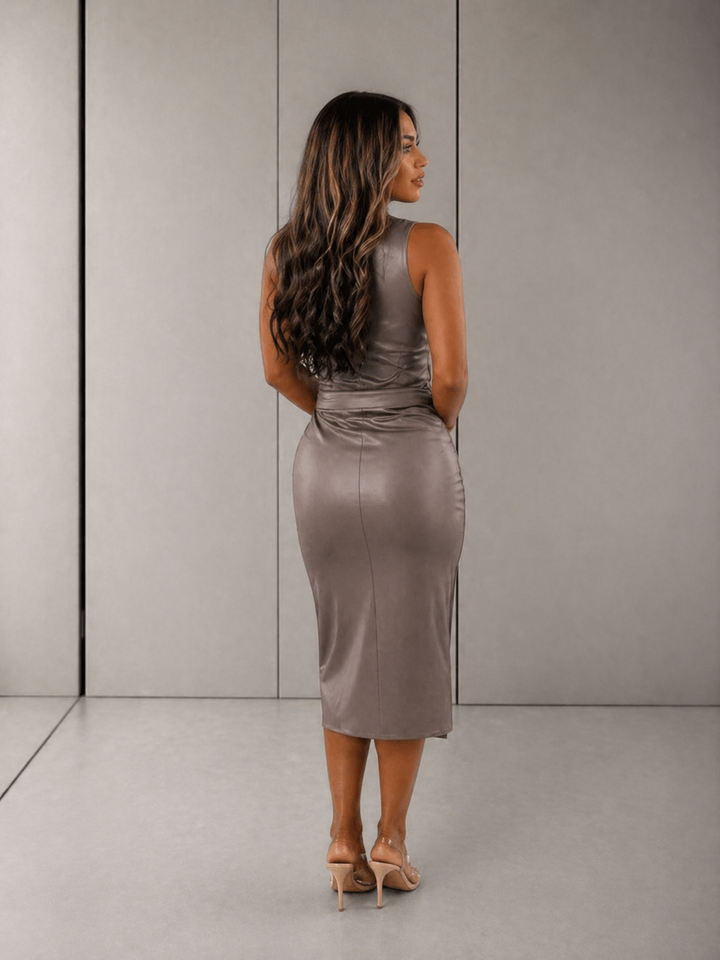 AMARAH™ - Stylish Tie Front Bodycon Dress with Split Hem Detail