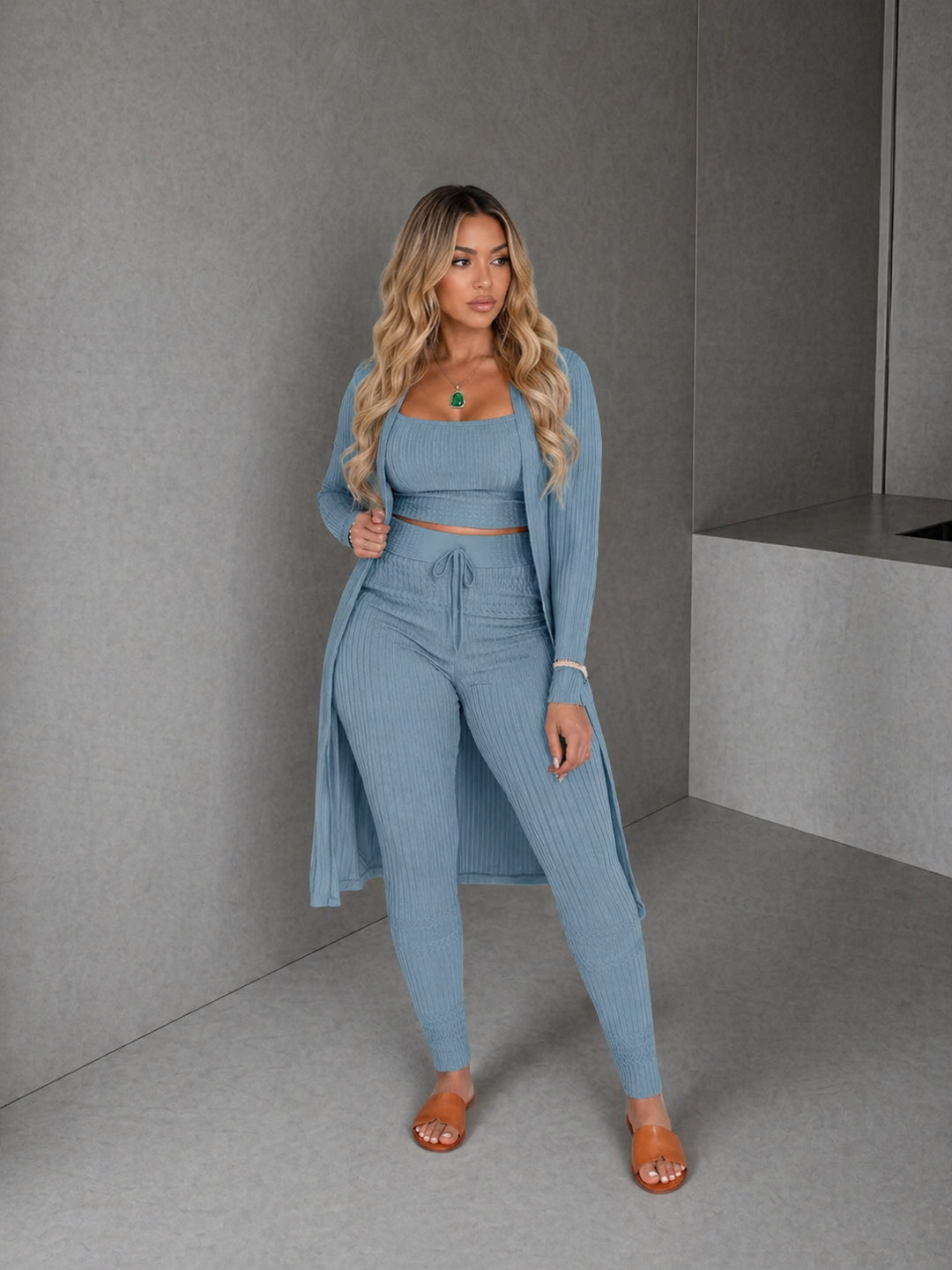 AMARIE™ - Cozy Three Piece Cardigan & Leggings Co-Ord Set