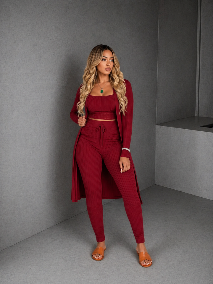 AMARIE™ - Cozy Three Piece Cardigan & Leggings Co-Ord Set