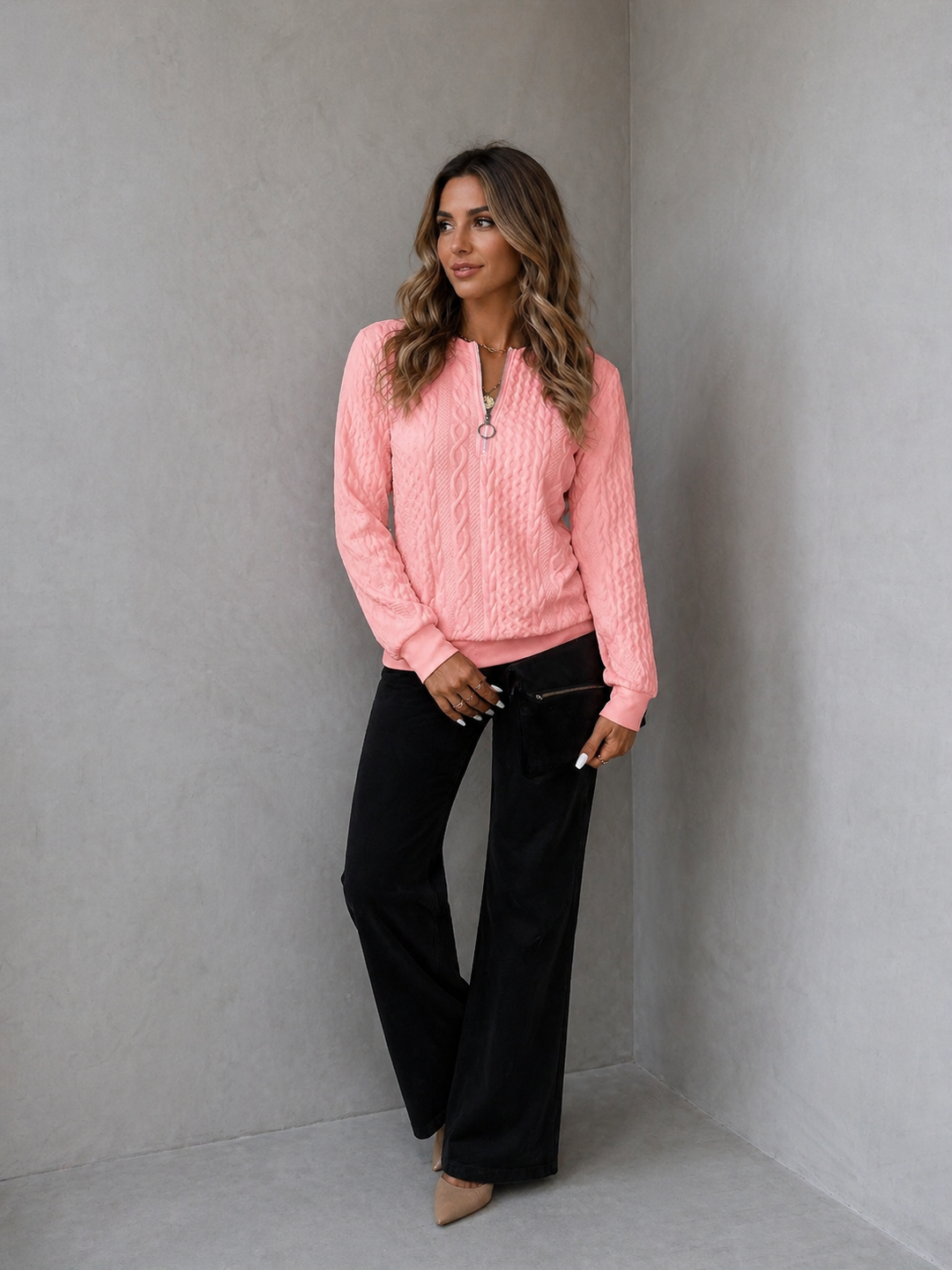 EMMA™ |  Elegant Quarter-Zip Sweater