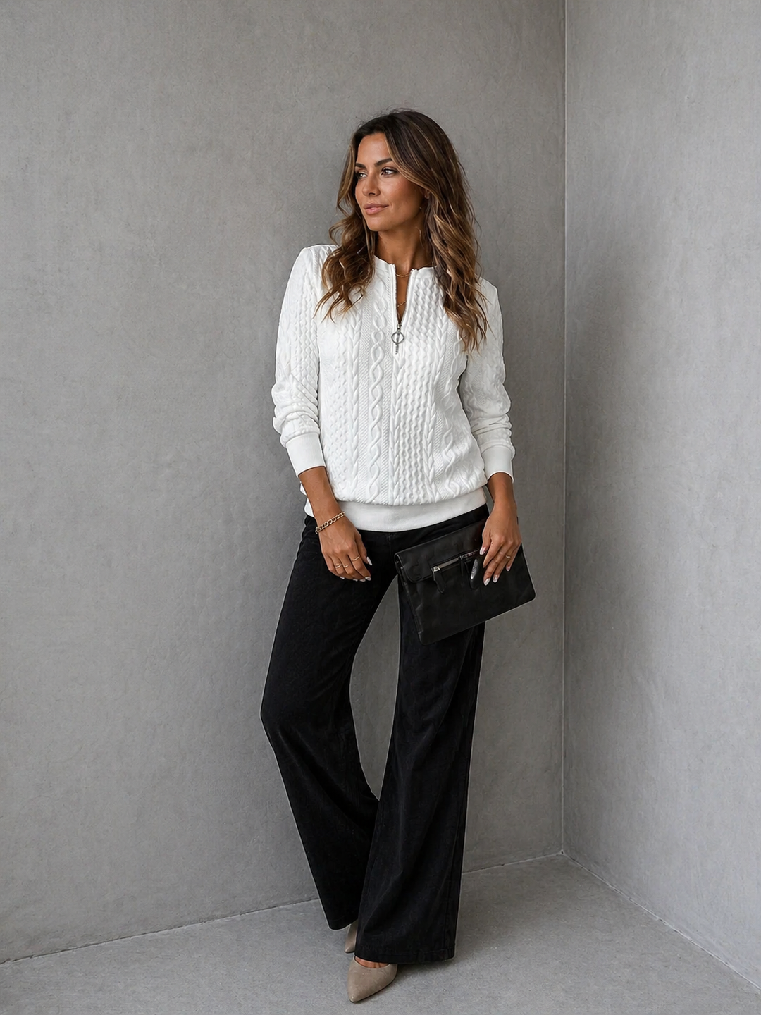 EMMA™ |  Elegant Quarter-Zip Sweater