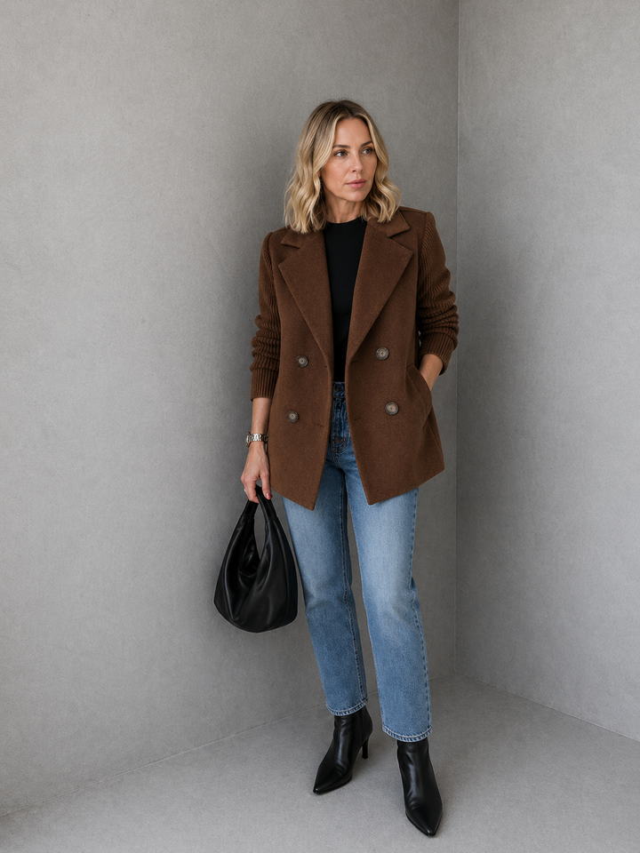 SORELLE™ - Elegant Knit-Sleeve Blazer