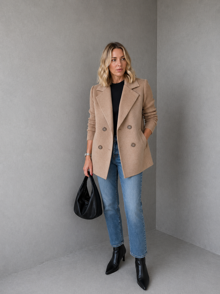 SORELLE™ - Elegant Knit-Sleeve Blazer