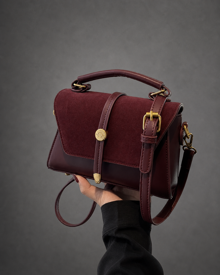 MARLYNN™ - Vintage-Style Small Square Shoulder Crossbody Bag with Contrast Stitching