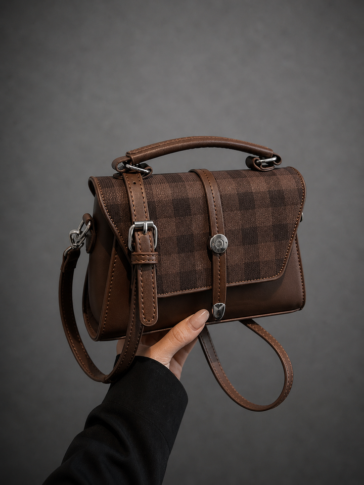 MARLYNN™ - Vintage-Style Small Square Shoulder Crossbody Bag with Contrast Stitching