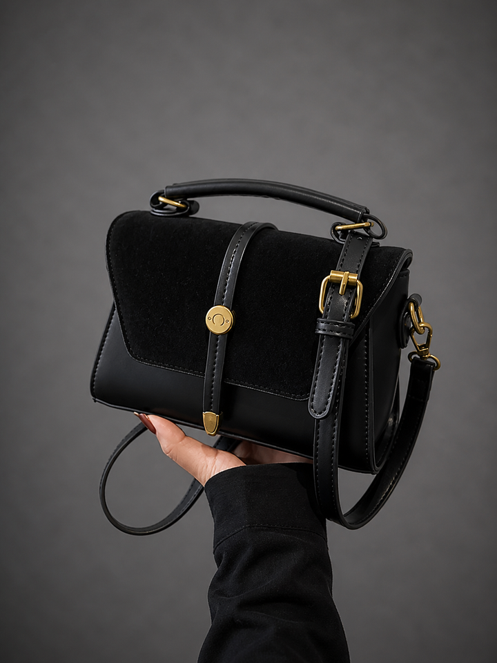 MARLYNN™ - Vintage-Style Small Square Shoulder Crossbody Bag with Contrast Stitching