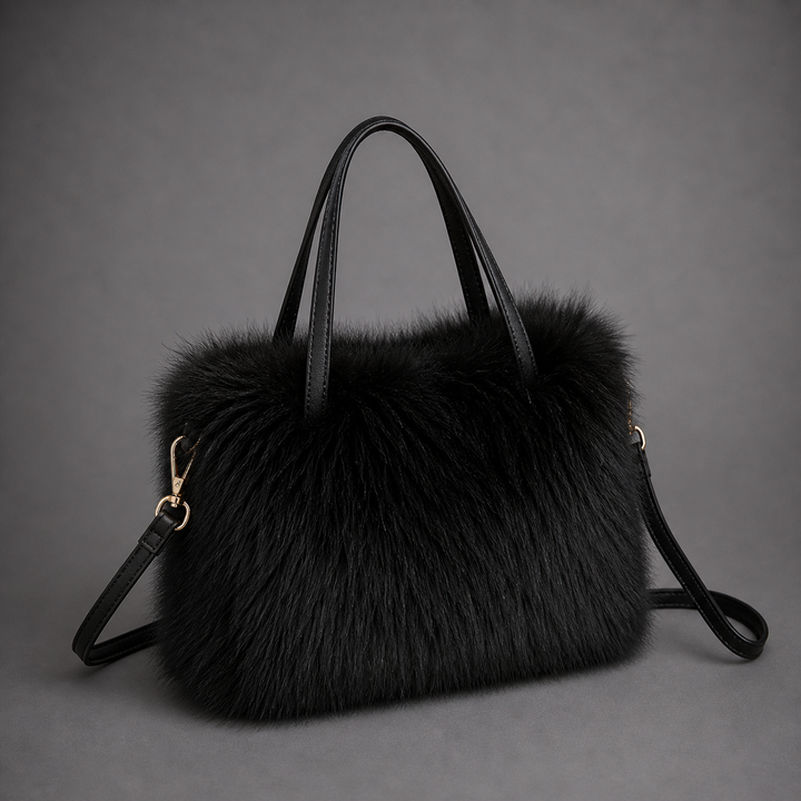 LIZZIE™ - Fashionable Imitation Fur Small Handbag with Grip Handle & Shoulder Strap