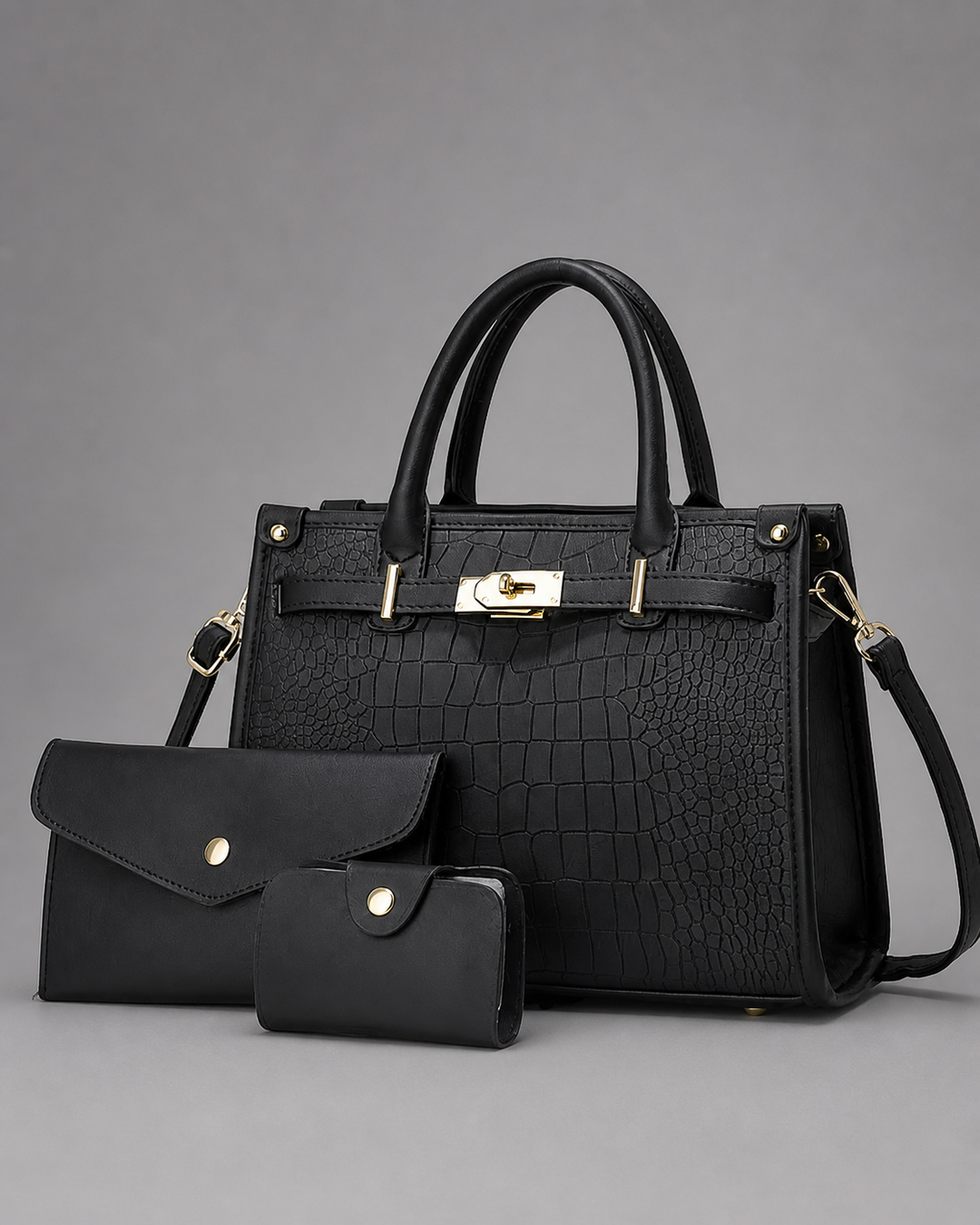 ALENOR™ – Crocodile Embossed Large Capacity Crossbody Handbag Set