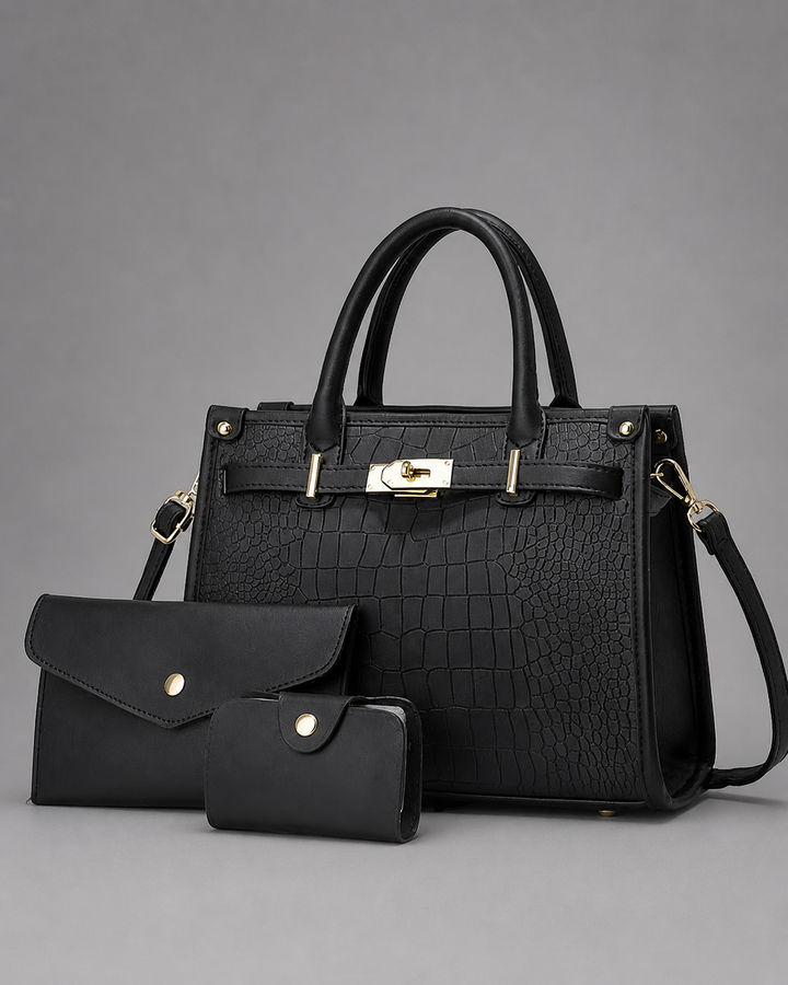 ALENOR™ – Crocodile Embossed Large Capacity Crossbody Handbag Set