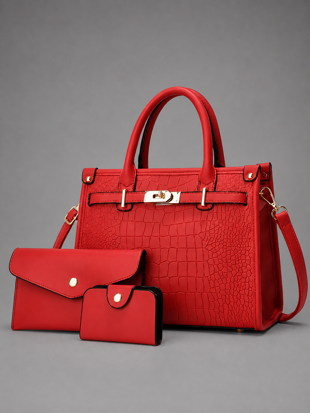 ALENOR™ – Crocodile Embossed Large Capacity Crossbody Handbag Set