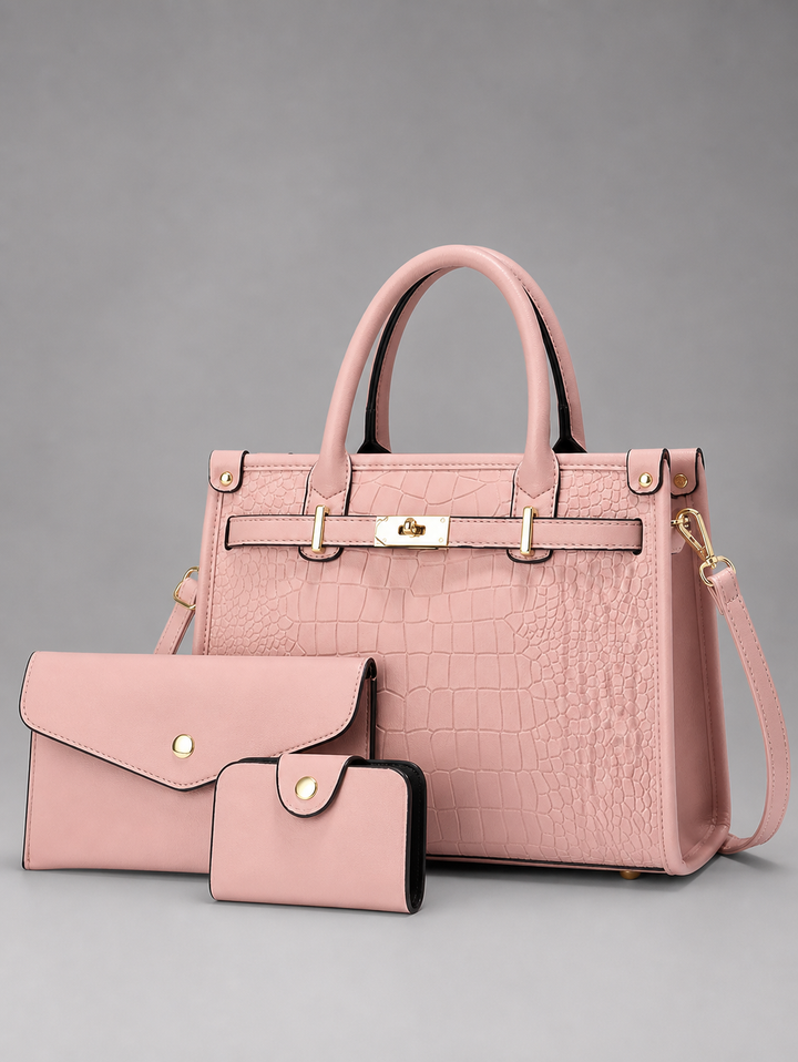 ALENOR™ – Crocodile Embossed Large Capacity Crossbody Handbag Set