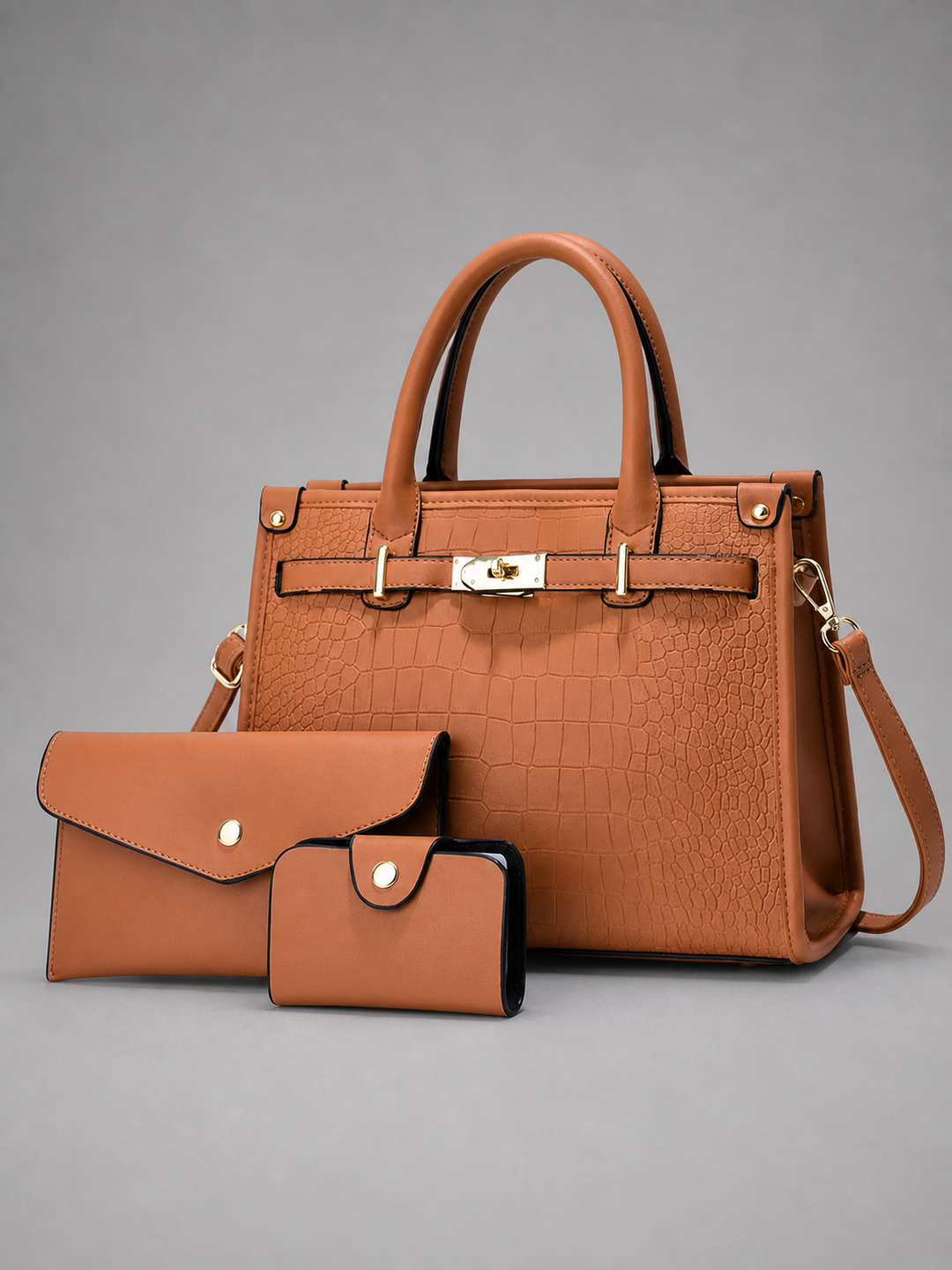 ALENOR™ – Crocodile Embossed Large Capacity Crossbody Handbag Set