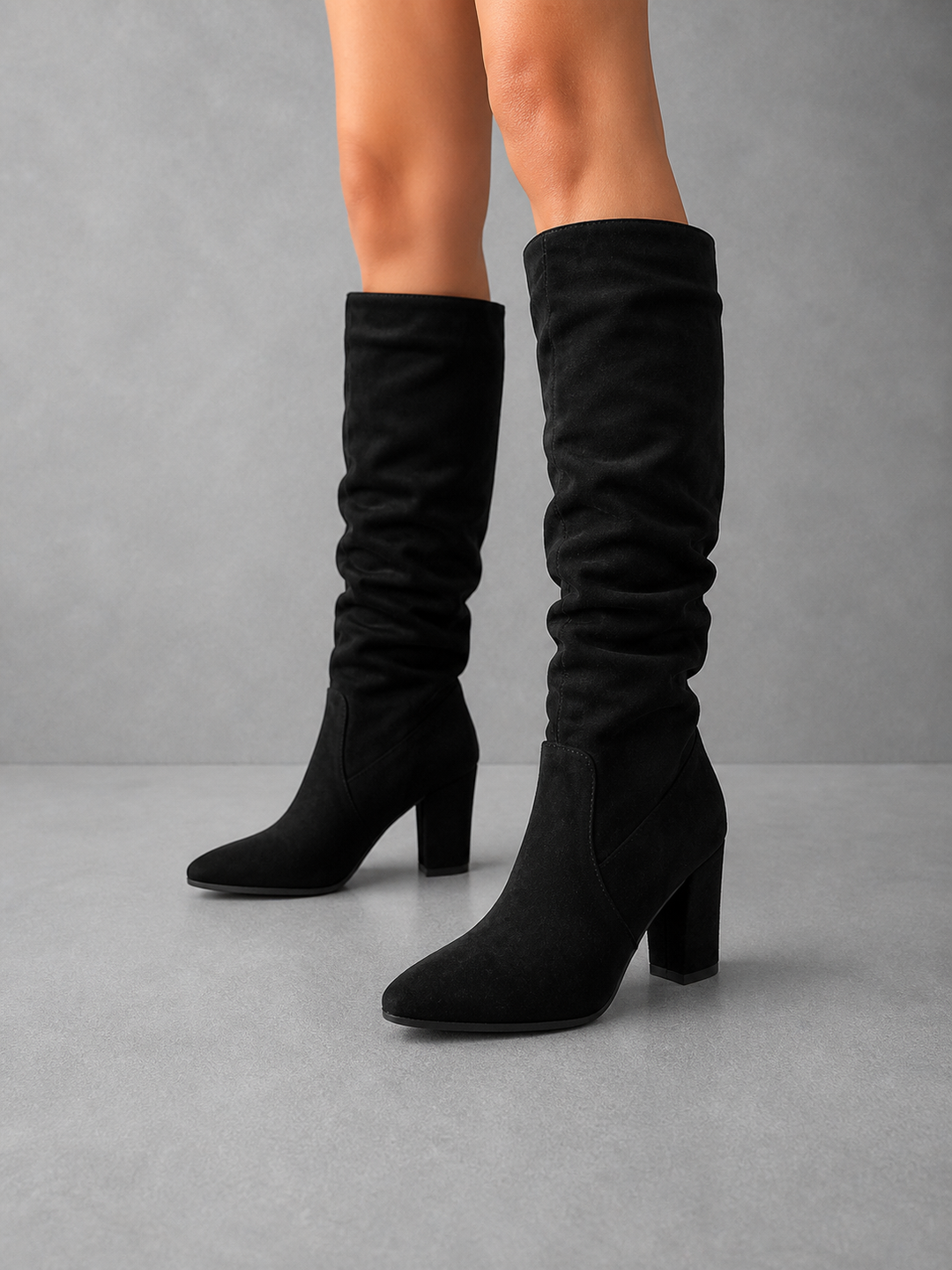 CAROLINE™ - Elegant Pleated Long Boots for Women Knee-High Thick Heel