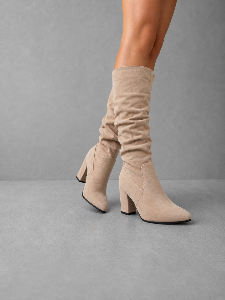 CAROLINE™ - Elegant Pleated Long Boots for Women Knee-High Thick Heel