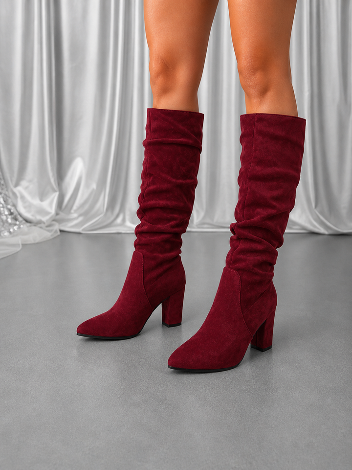 CAROLINE™ - Elegant Pleated Long Boots for Women Knee-High Thick Heel