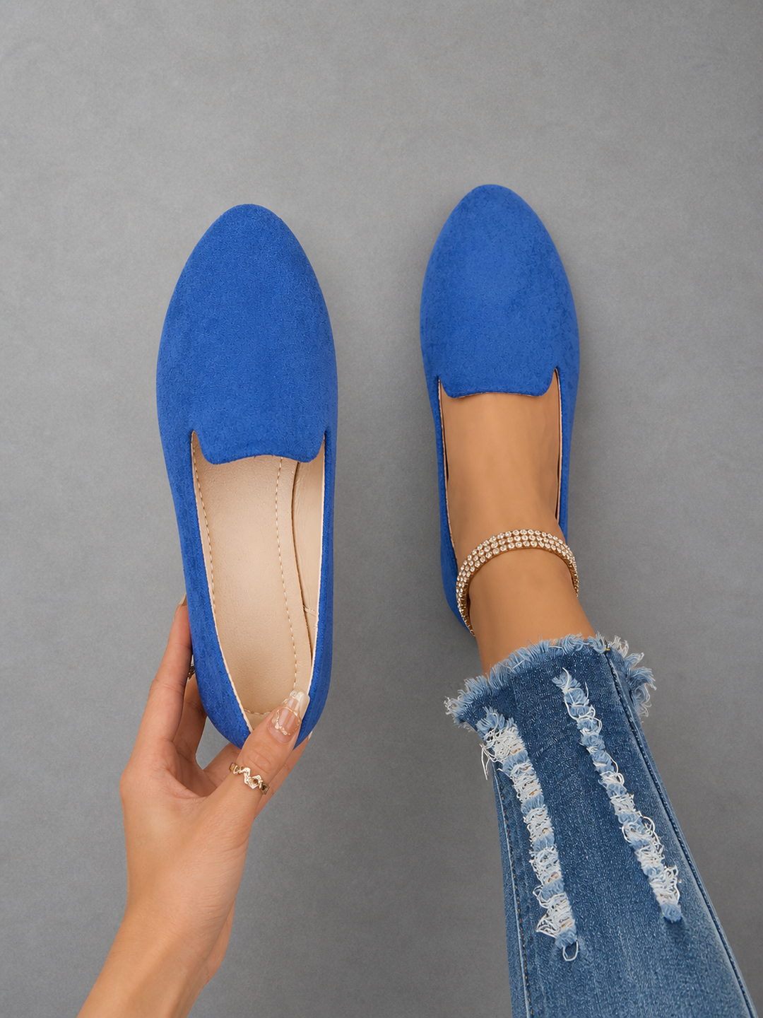 SHERNA™ - Women’s Solid Color Flats Soft Sole Pointed Toe Slip-On Shoes