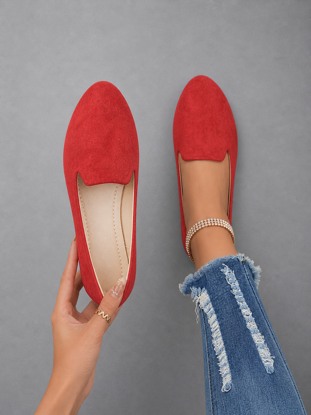 SHERNA™ - Women’s Solid Color Flats Soft Sole Pointed Toe Slip-On Shoes