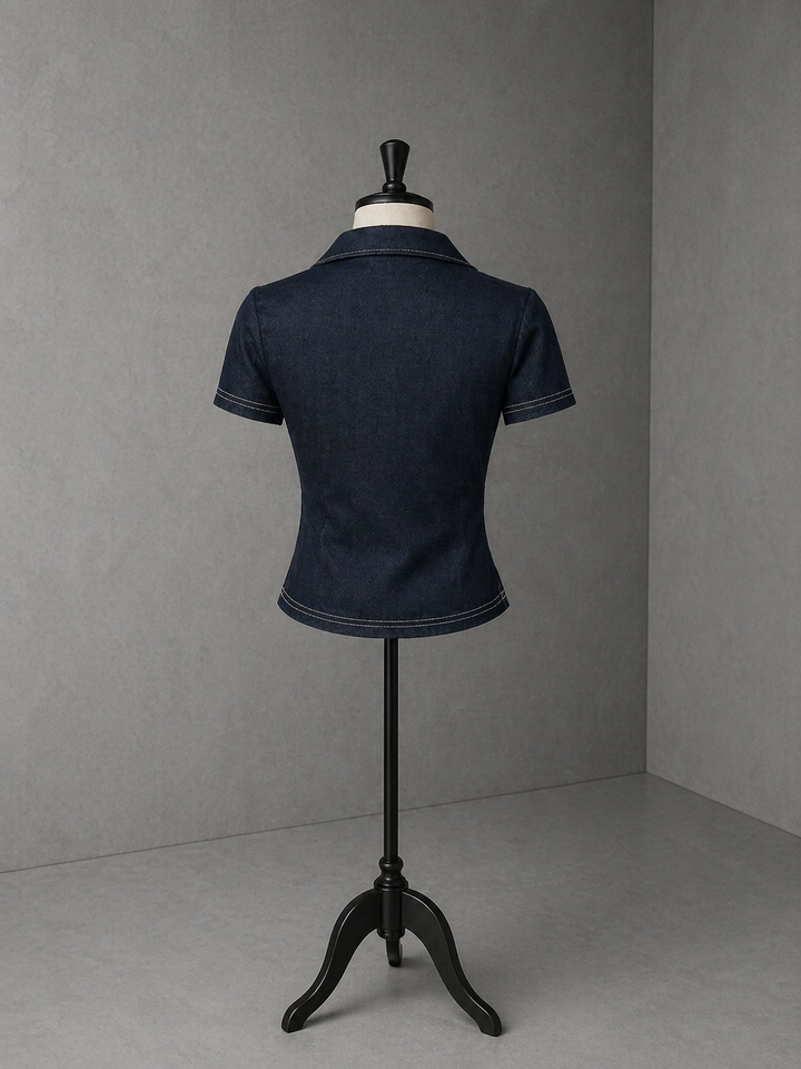 NICOLE™ – Stylish Fitted Collared Short Sleeve Shirt
