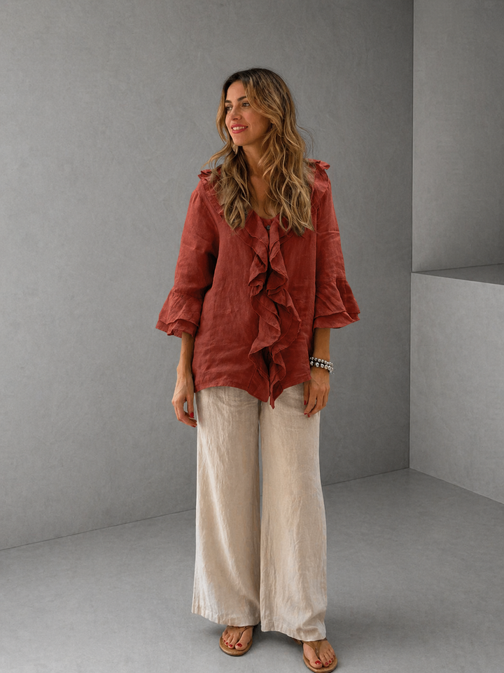 NADINE™ - Chic Bell Sleeve Ruffle Top
