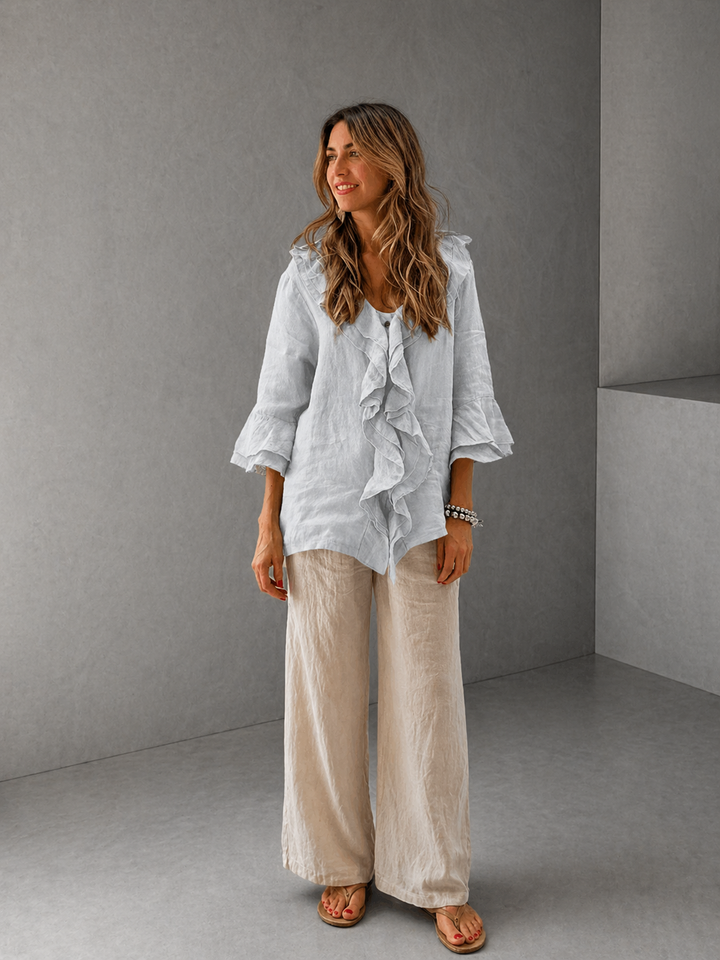 NADINE™ - Chic Bell Sleeve Ruffle Top