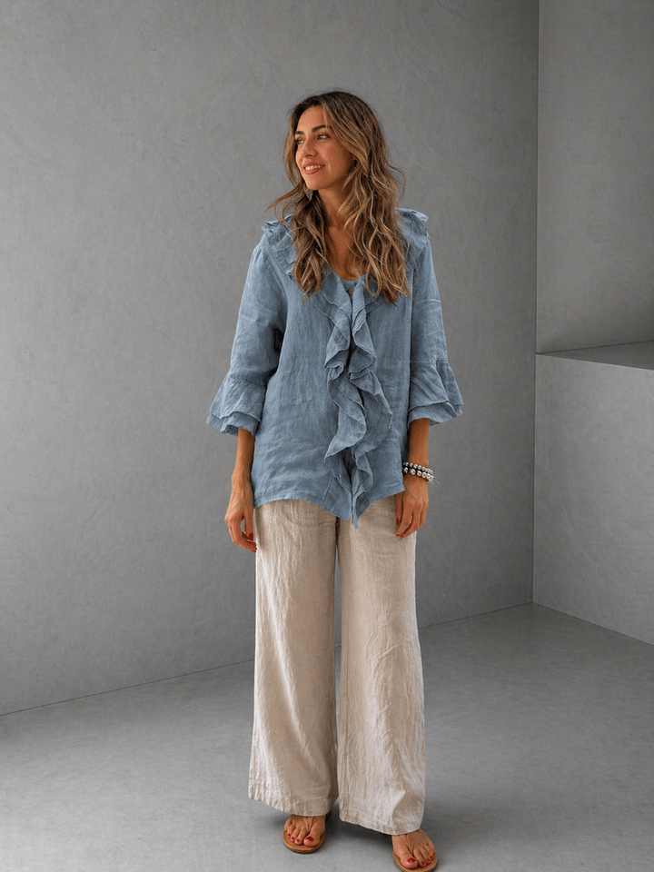 NADINE™ - Chic Bell Sleeve Ruffle Top