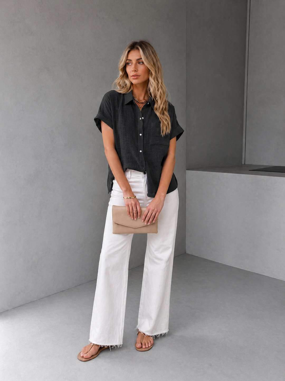 AUDRINE™ – Comfy Casual Button-Up Blouse