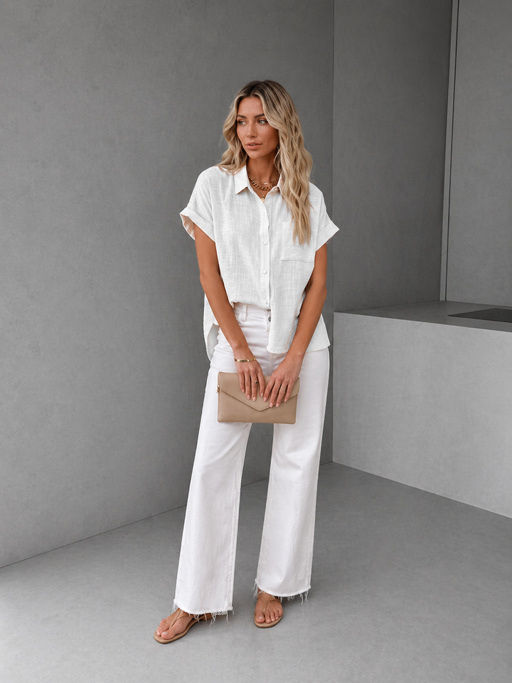 AUDRINE™ – Comfy Casual Button-Up Blouse