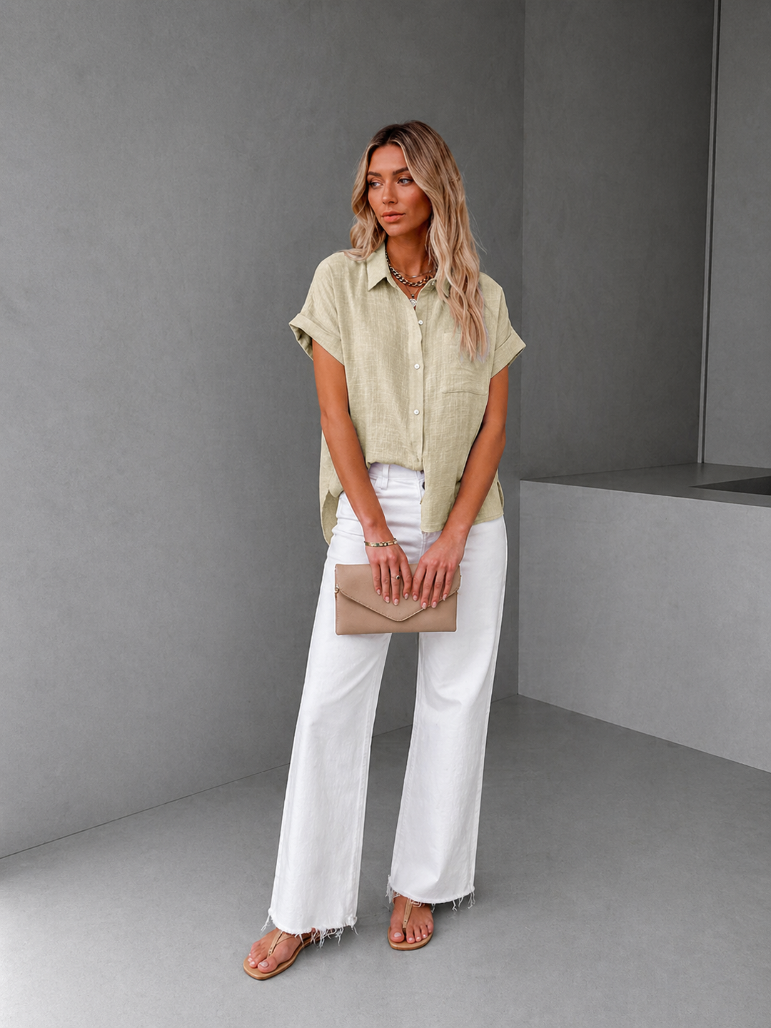 AUDRINE™ – Comfy Casual Button-Up Blouse