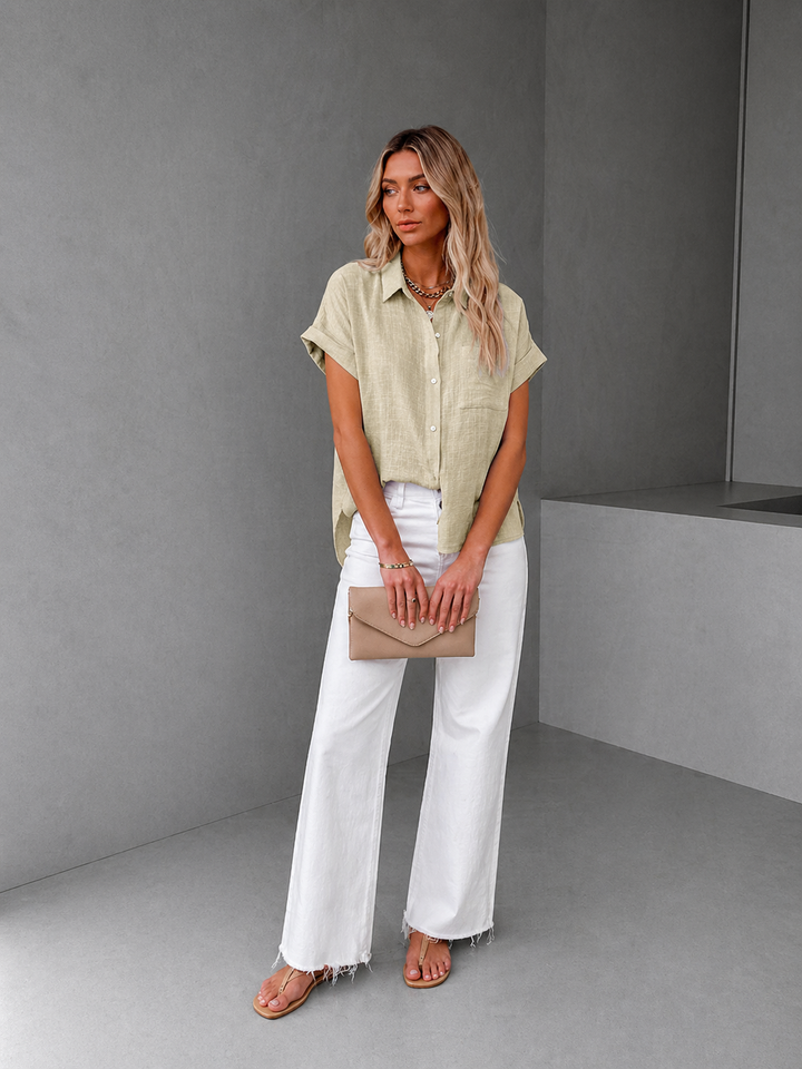 AUDRINE™ – Comfy Casual Button-Up Blouse
