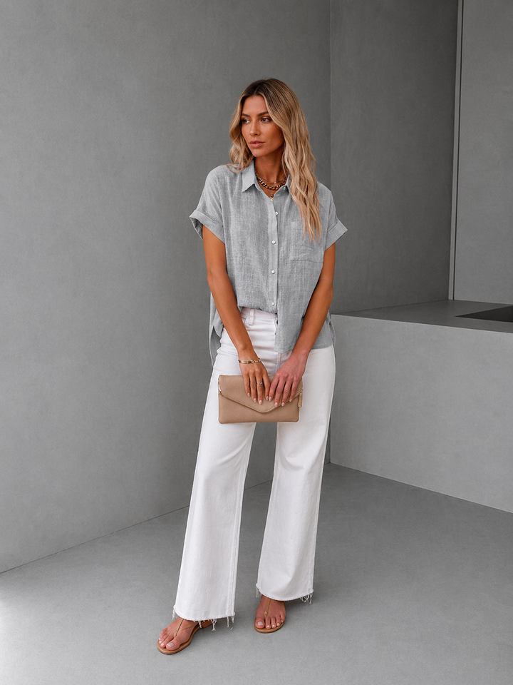 AUDRINE™ – Comfy Casual Button-Up Blouse