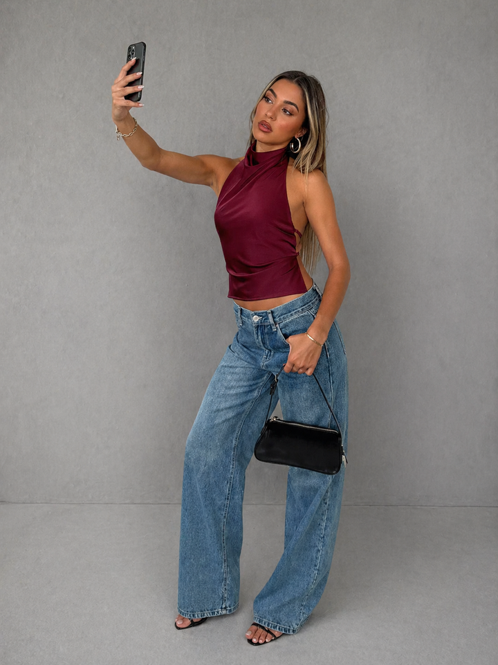 CHINIE™ – Chic Sleeveless Halter Neck Blouse