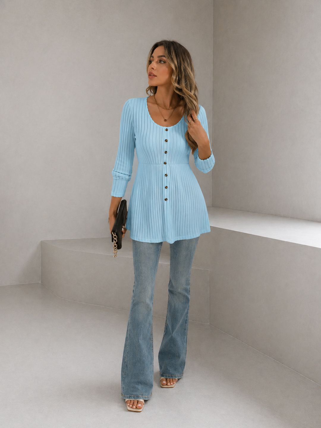 DOLLY™ – Polished Round Neck Long Sleeve Top