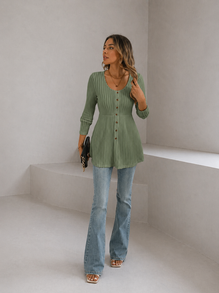 DOLLY™ – Polished Round Neck Long Sleeve Top